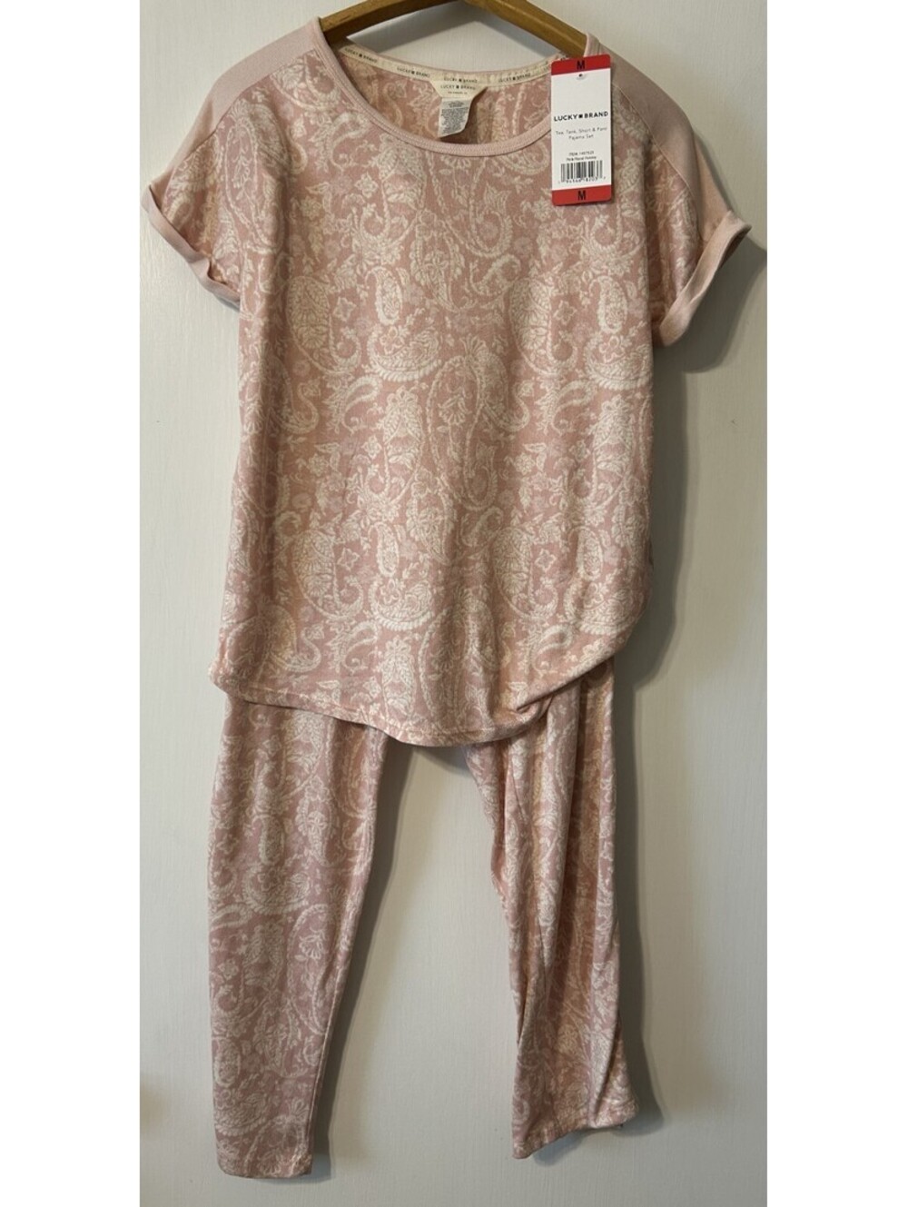 Lucky Brand Pink Paisley Pajama Set Medium Soft Lounge 2pc NWT